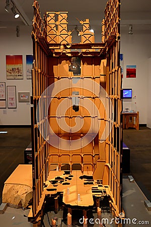 Hideaki Anno exhibition at Aomori Museum of Art, Contemporary exhibition art Editorial Stock Photo
