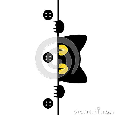 Hiding cartoon black cat Stock Photo