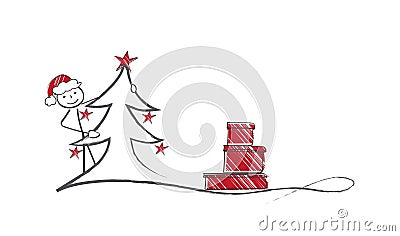 Hiding Santa Vector Illustration