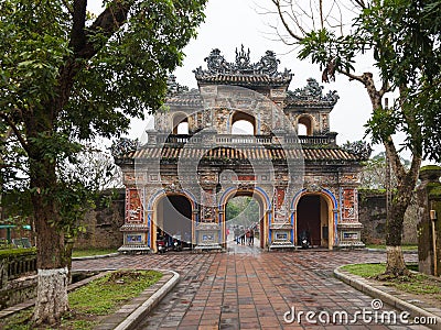 Vietnam, Hue. East entrance gates of the Imperial City Editorial Stock Photo