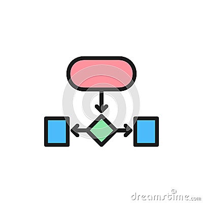 Hierarchical structure, auxiliary chart flat color icon. Vector Illustration