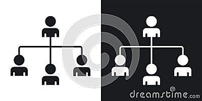 Hierarchical structure thin line vector icon set Vector Illustration