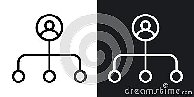 Hierarchical structure thin line vector icon set Vector Illustration