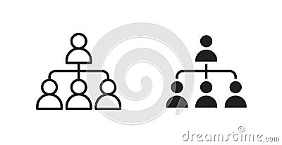 Hierarchical structure thin line vector icon set Vector Illustration