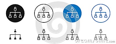 Hierarchical structure thin line vector icon set Vector Illustration