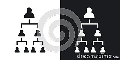 Hierarchical structure thin line vector icon set Vector Illustration