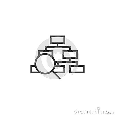 Hierarchy diagram icon in flat style. Structure search vector illustration on white isolated background. Organization workflow Vector Illustration
