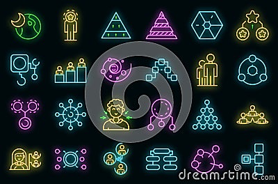 Hierarchy icons set vector neon Vector Illustration