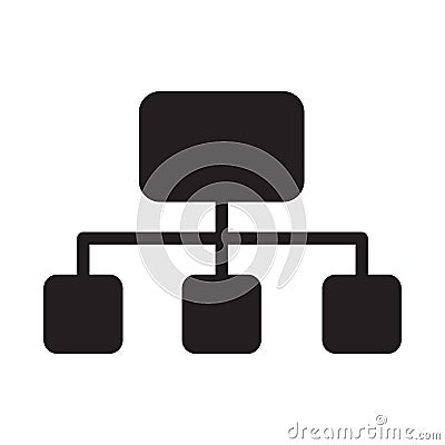 Hierarchy structure icon. Simple black network diagram. Organization chart symbol. Vector illustration. Vector Illustration
