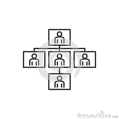 Hierarchy structure vector icon. outline sign for mobile concept and web design. Organizational structure outline icon Vector Illustration