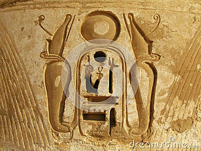 Hieroglyph of pharaoh's cartouche, Medinet Habu Stock Photo