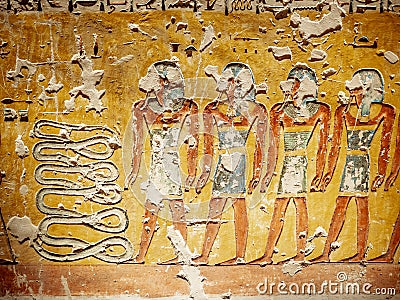 Hieroglyphics depicting the afterlife in the Valley of the Kings Luxor Thebes Egypt Stock Photo