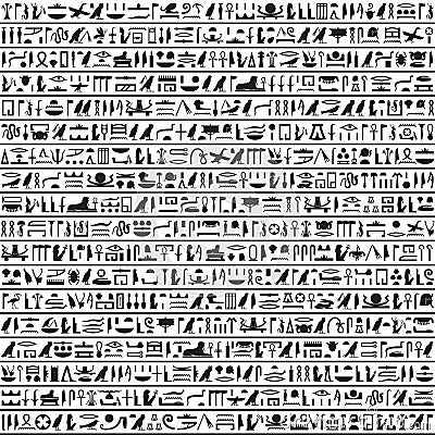 Hieroglyphs of Ancient Egypt black horizontal Vector Illustration