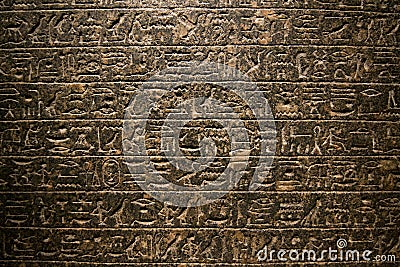 Ancient hieroglyphs in the British museum. Editorial Stock Photo