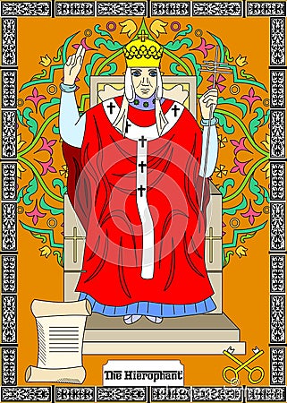 The hierophant card Vector Illustration