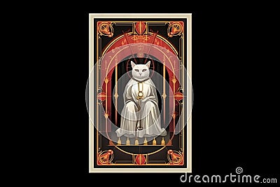The hierophant Cat Tarot card illustration generative ai Cartoon Illustration