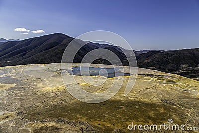 Hierve el Agua is the name of a `petrified waterfall` in the province of Oaxaca, Mexico Stock Photo