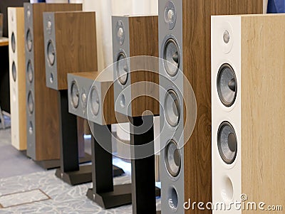 HiFi Stereo speakers. Audiophile equipment for quality music listening. Stock Photo