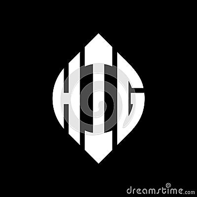 HIG circle letter logo design with circle and ellipse shape. HIG ellipse letters with typographic style. The three initials form a Vector Illustration