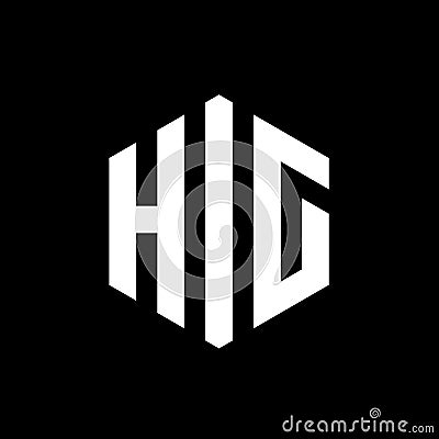 HIG Letter Logo Concept, Hexagonal Vector Logo Emblem, White on Black Background Vector Illustration