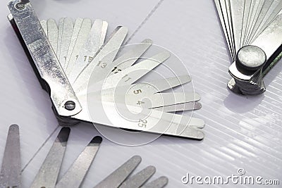 High accuracy feeler gauge for inspection gap of assembly part Stock Photo