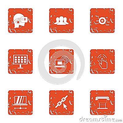 High adaptability icons set, grunge style Vector Illustration