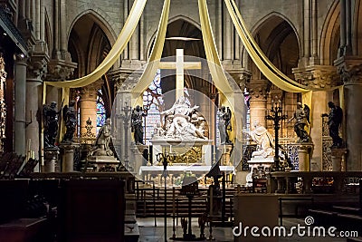 High altar of the Notre Dame de Paris Editorial Stock Photo
