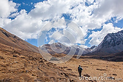 High Altitude Jumolhari Trek in Bhutan Editorial Stock Photo