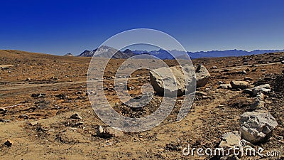 High altitude mountain desert and arid tibetan landscape at bum la pass Stock Photo