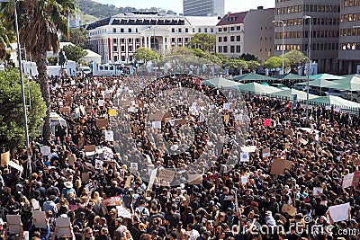 High angle over protest at parliament, Cape Town, South Africa Editorial Stock Photo