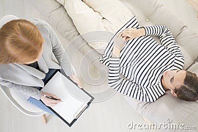 High angle, patient on couch Stock Photo