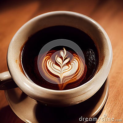 High angle shot of a cup of coffee with milk design Stock Photo