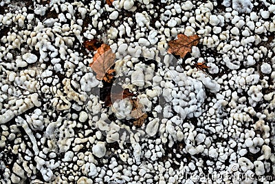 High angle shot of frozen crystal balls of snow - great for wallpapers Stock Photo