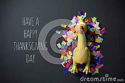 Turkey and text have a happy thanksgiving day Stock Photo