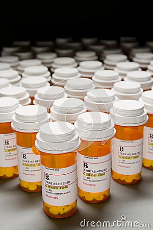 High angle shot of mass amount of prescription pills Stock Photo