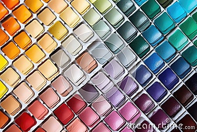 high angle shot of an organized color-matching chart for paints Stock Photo