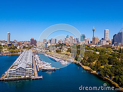 High angle shot of the port and cityscape of Sydney, Australia Editorial Stock Photo