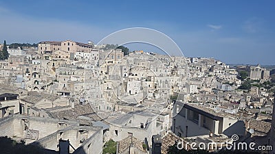 High angle shot of white houses in Matera, Italy on a sunny day Stock Photo