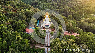 High angle view Aerial photograph of Buddha statue in the forest Stock Photo