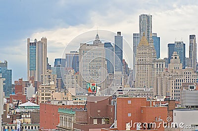 High angle view on apartment buildings and skyscrapers of New York Editorial Stock Photo