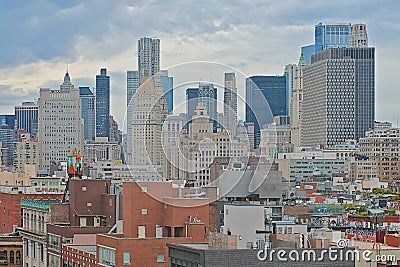 High angle view on apartment buildings and skyscrapers of New York Editorial Stock Photo