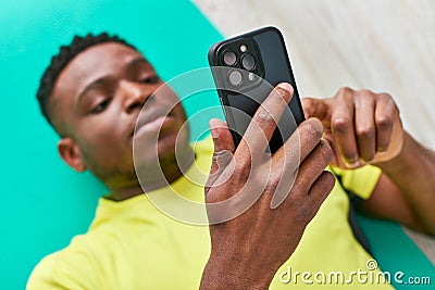 high angle view of athletic african Stock Photo