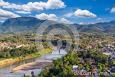 High Angle View beautiful landscape in luang prabang Laos Stock Photo