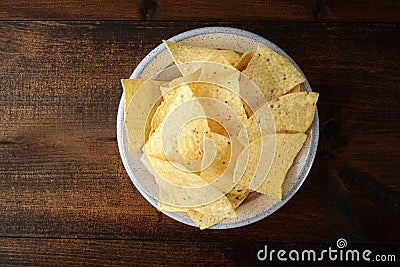 High angle view bowl of nacho chips Stock Photo