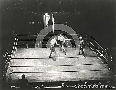 High angle view of boxing match Stock Photo