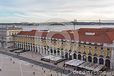 High angle view of Commerce square in Lisbon Stock Photo