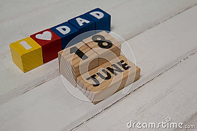 High angle view of cube shapes with text by calender date Stock Photo