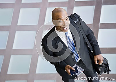 High angle view of happy African businessman Stock Photo