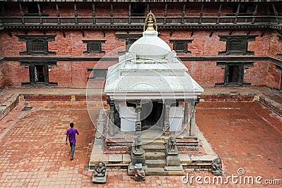 High angle view of Keshav Narayan Chowk in a courtyard at Patan Museum, Nepal Editorial Stock Photo