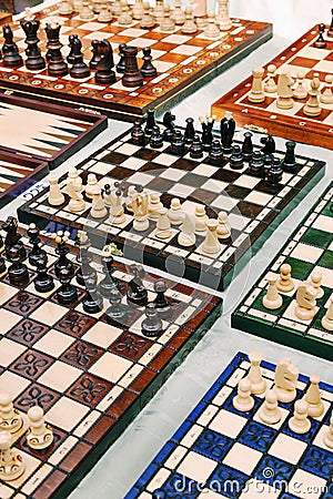 Chess Boards For Sale at Mauerpark Flea Sunday Flea Market Stock Photo
